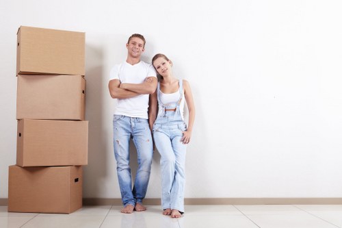 Removal van and moving boxes for a local Charlton home move