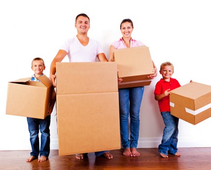 Packing boxes and furniture ready for a Charlton house move
